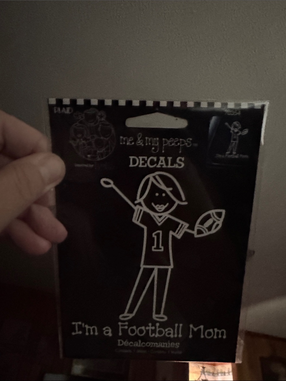 Football Mom Decal - White Stick Figure Football Mom